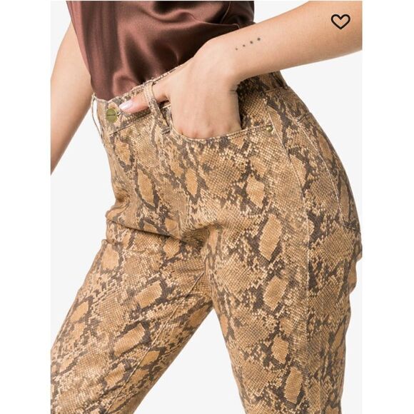 New Frame Le High Skinny Crop in Coated Python Size 27 - Picture 3 of 14